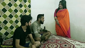 Steamy Hindi Threesome: Mature Malkin Aunty Ravished By Two Eager Young Studs